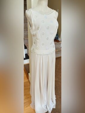Daymor CoutureCream Maxi Dress with Sequin Dot Accents
